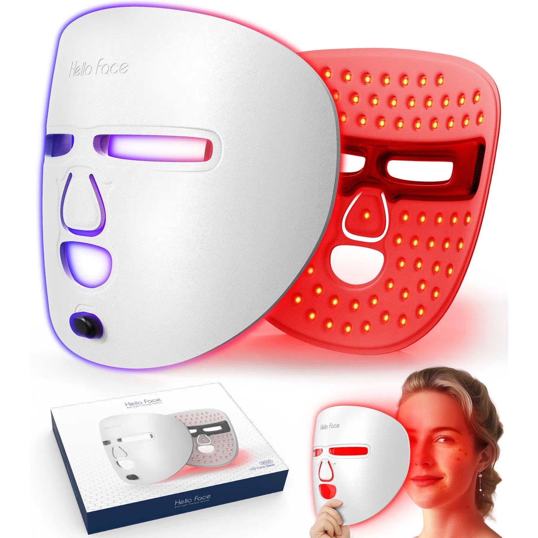 LED Face Mask Facial Care Tool, Red Light Therapy Mask For Face For Skincare At Home/Travel