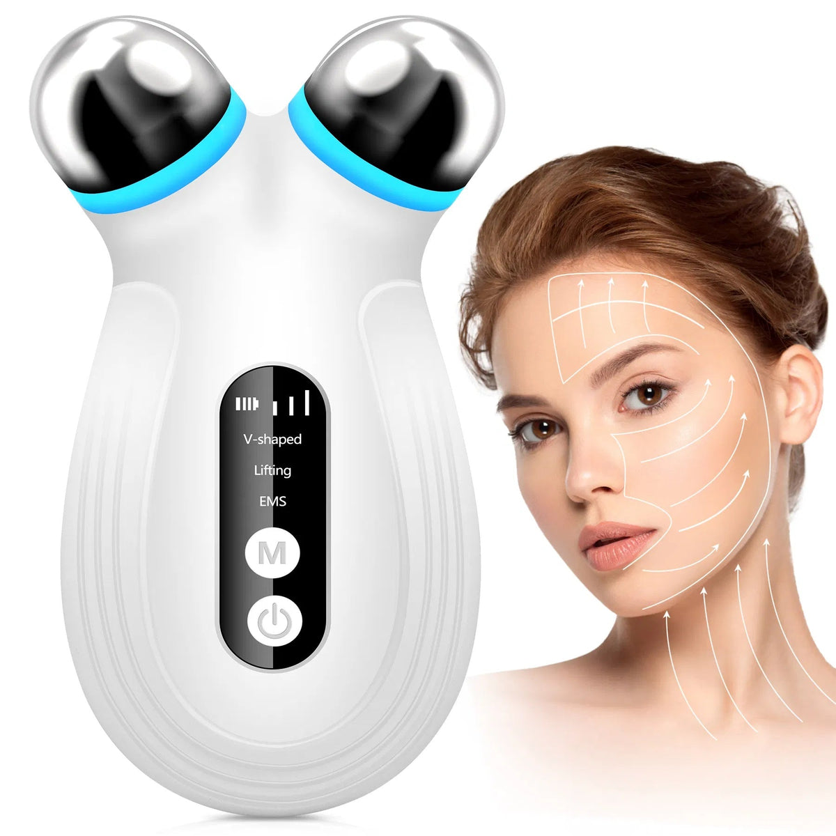 Anti Aging And Wrinkles Microcurrent Facial Device - White