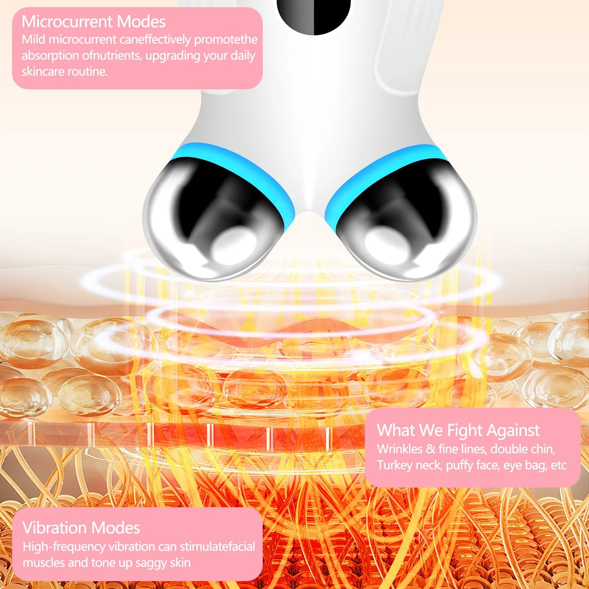 Anti Aging And Wrinkles Microcurrent Facial Device - White