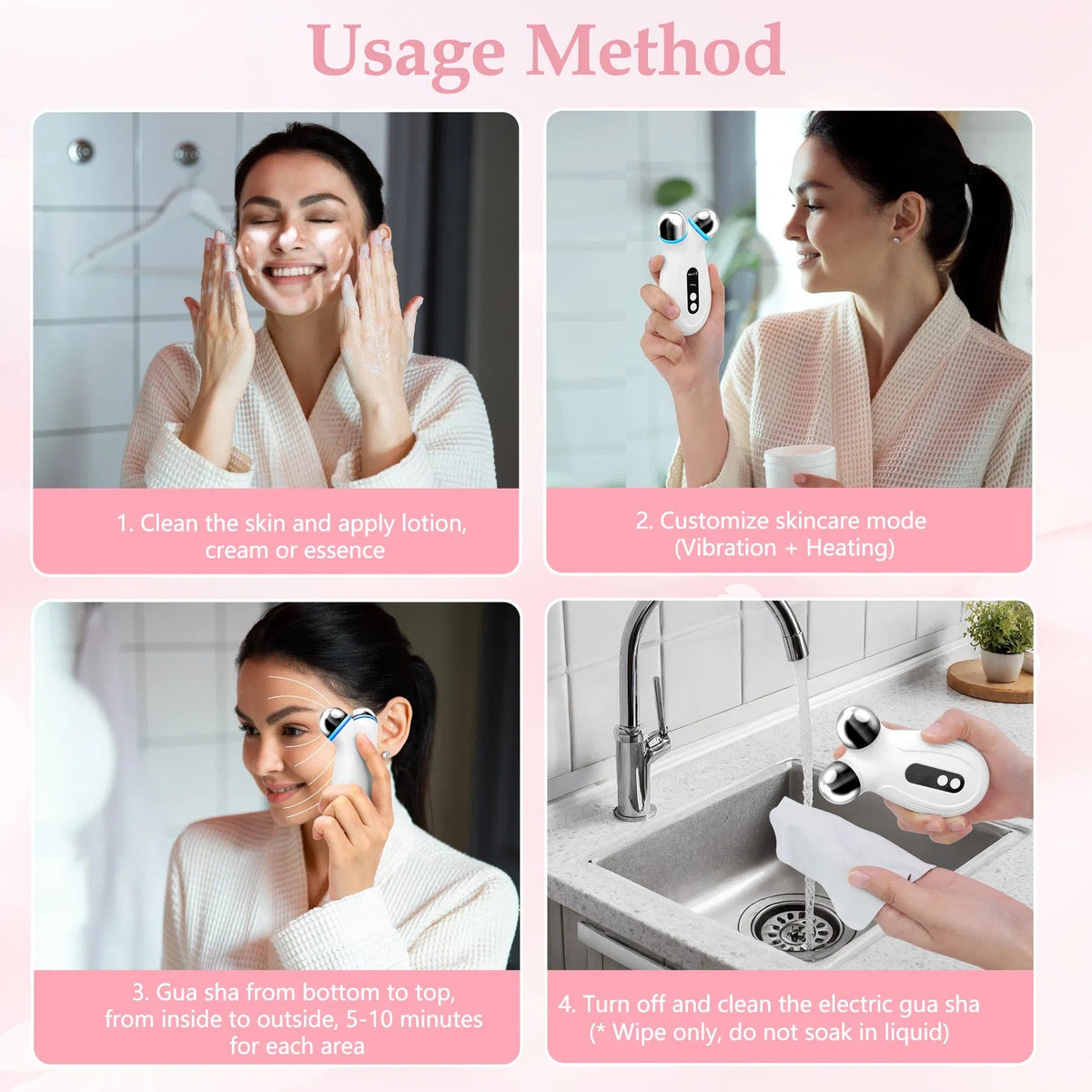 Anti Aging And Wrinkles Microcurrent Facial Device - White
